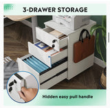 3 Drawer Rolling File Cabinet with Lock