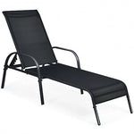 Patio Folding Lounge Chair with Backrest-Black