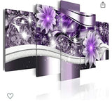 5 piece purple canvas art