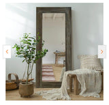 Large Brown Wood Antiqued Rustic Mirror