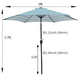 9 ft. Market Patio Umbrella in Blue Stripes